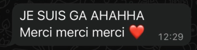Message d'une élève qui annonce être admise en GA