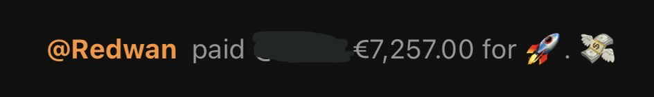 Notification complète d'un paiement de 7 257 € reçu par un créateur