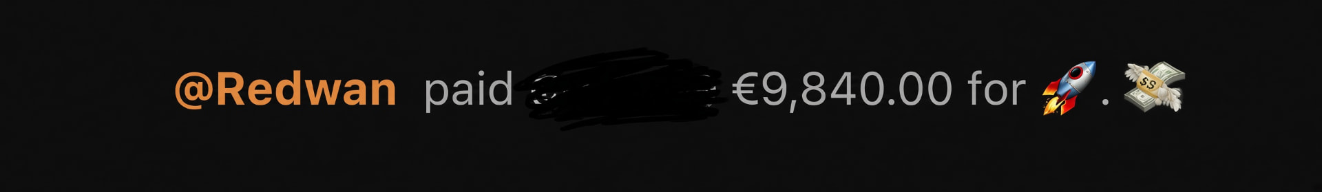 Notification de paiement de 9 840 € par Redwan