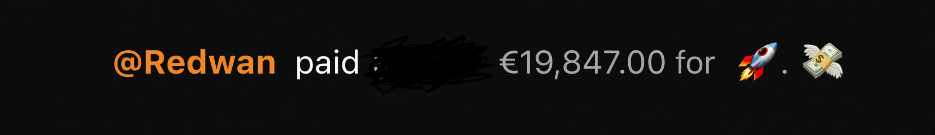 Notification d'un paiement de 19 847 € par Redwan